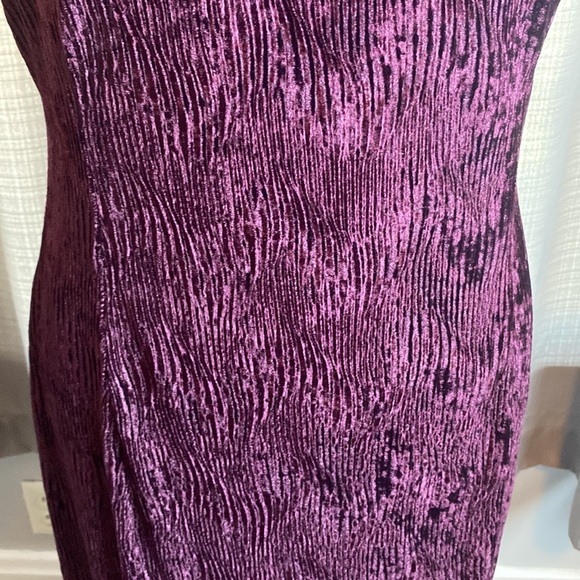 Jessica McClintock Gunne Sax Wine Color Velvet Gown Dress Gold Flower Straps - Picture 5 of 13